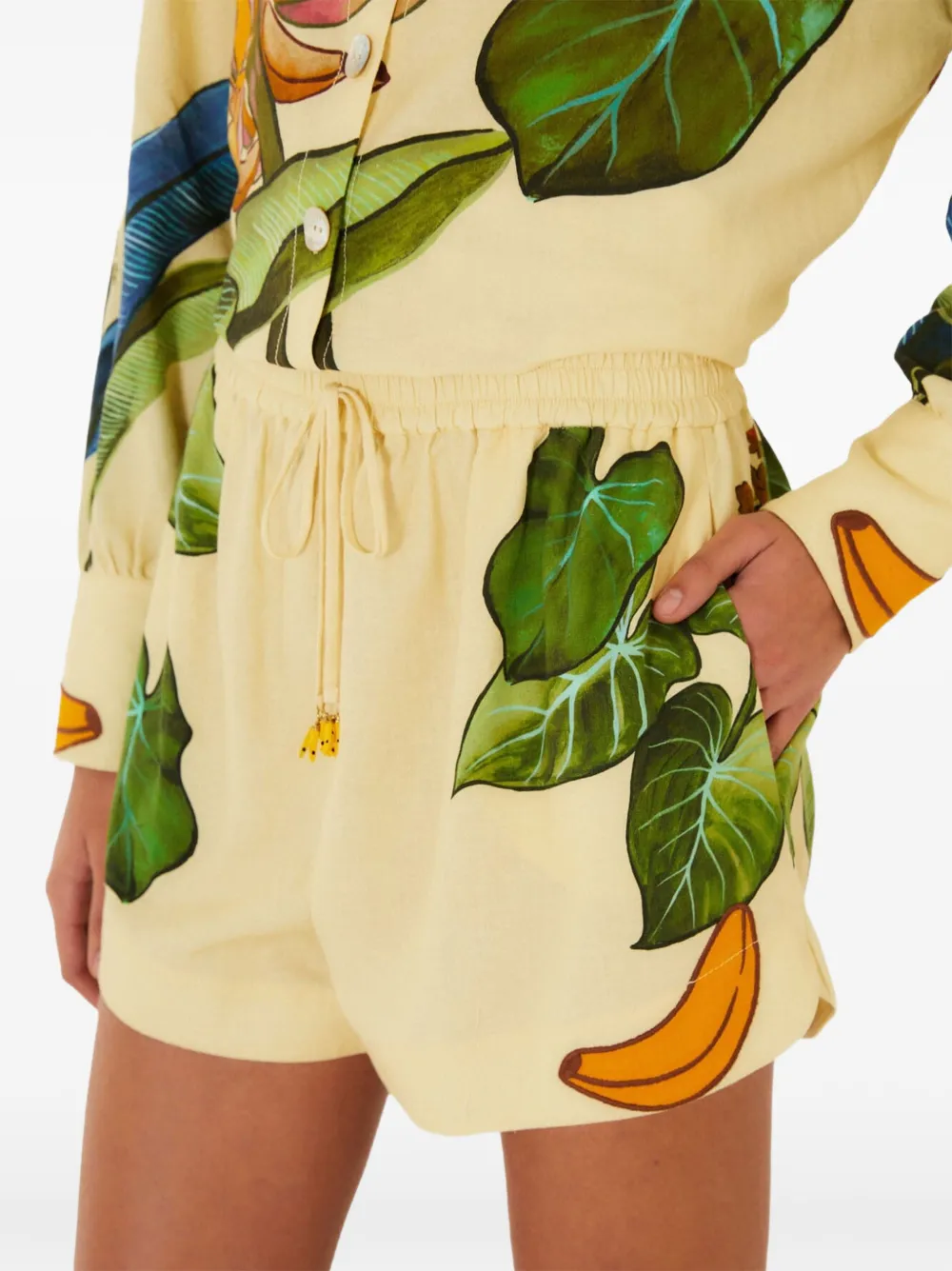 FARM Rio yellow banana grapes drawstring shorts