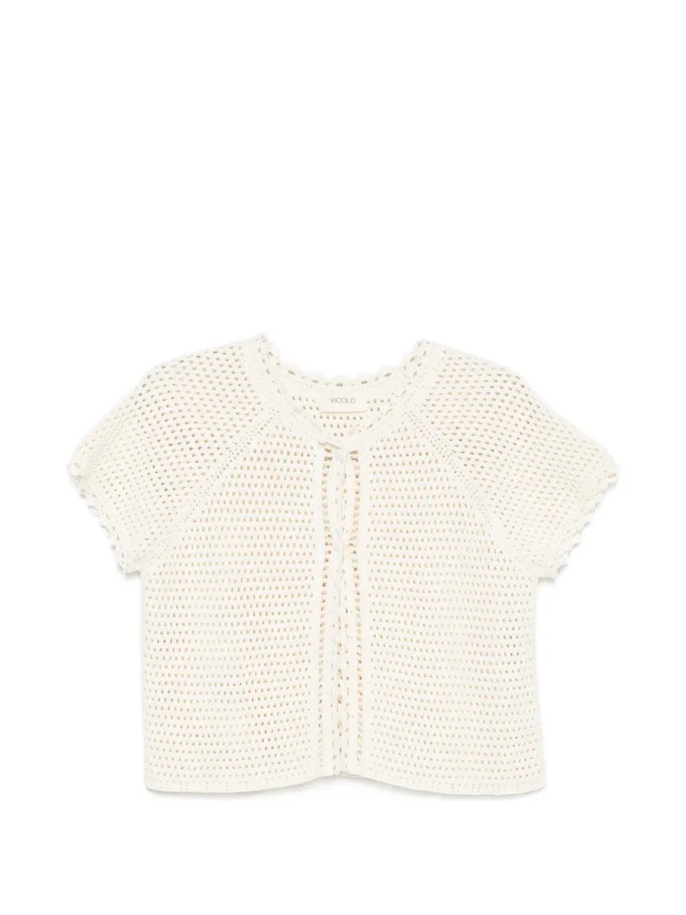 VICOLO crochet scalloped-trim cardigan - Neutrals