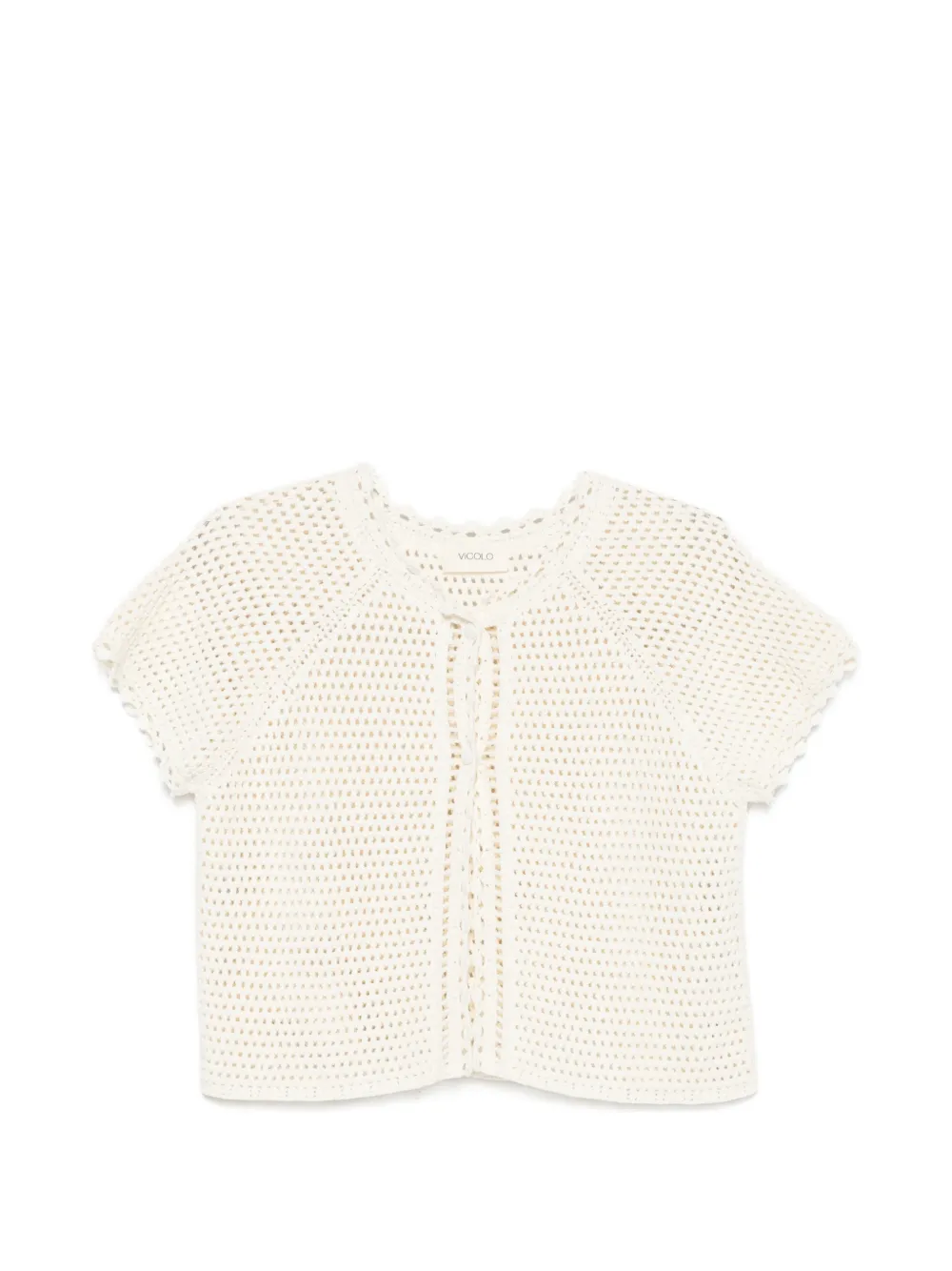 VICOLO crochet scalloped-trim cardigan - Toni neutri