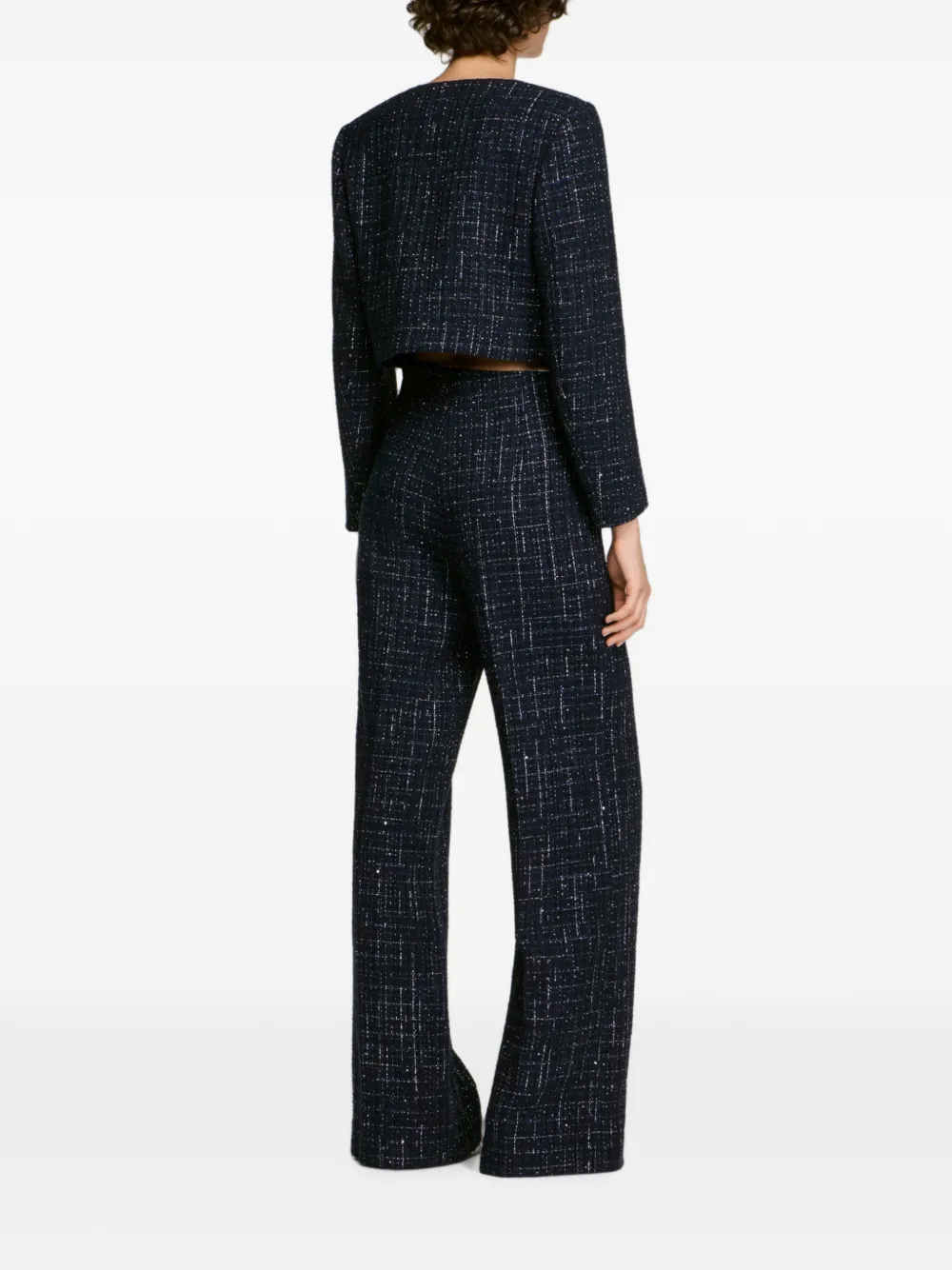 SANDRO Cropped jack met tweed-effect Blauw