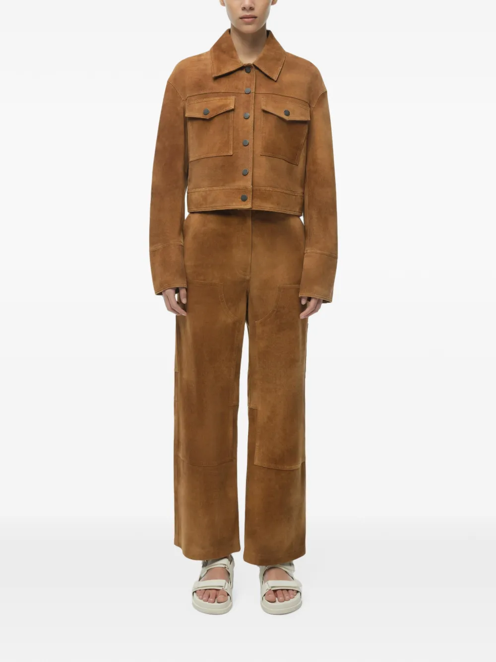 Simkhai Grafton Suede Jacket in Brown, view 3