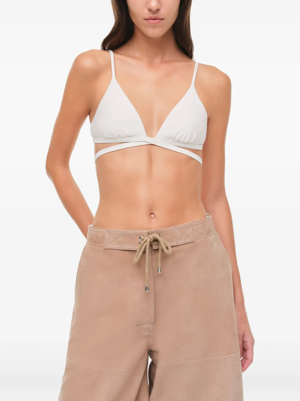 SIMKHAI Whitaker leren shorts Beige
