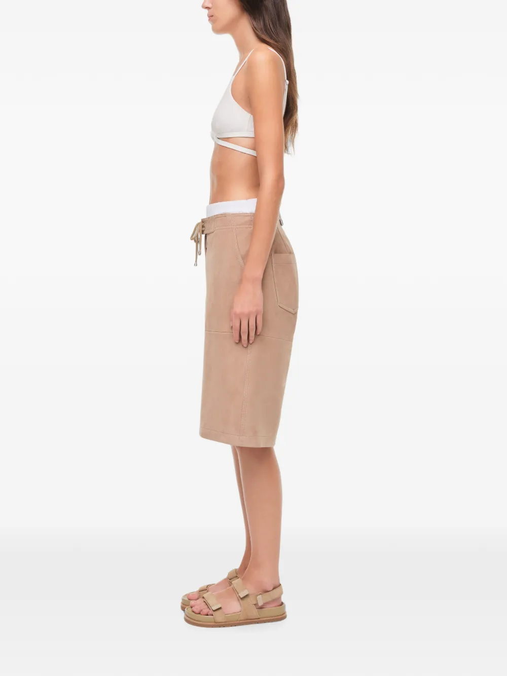 SIMKHAI Whitaker leren shorts Beige