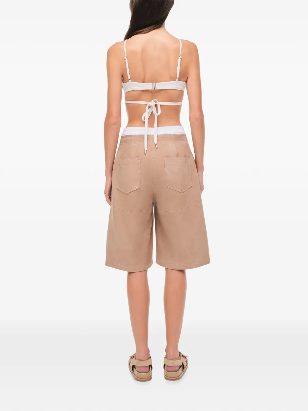 SIMKHAI Whitaker leren shorts Beige