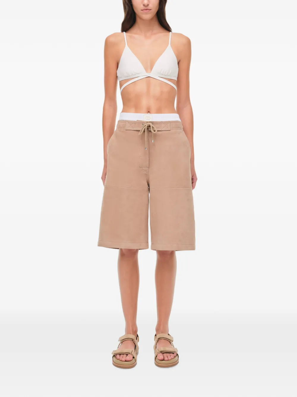 SIMKHAI Whitaker leren shorts Beige