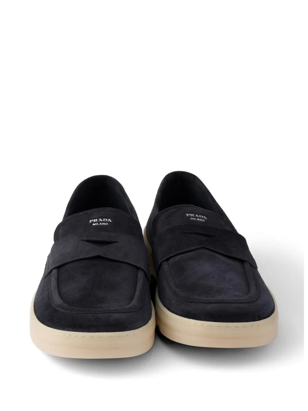 Prada suede penny-slot loafers Blauw