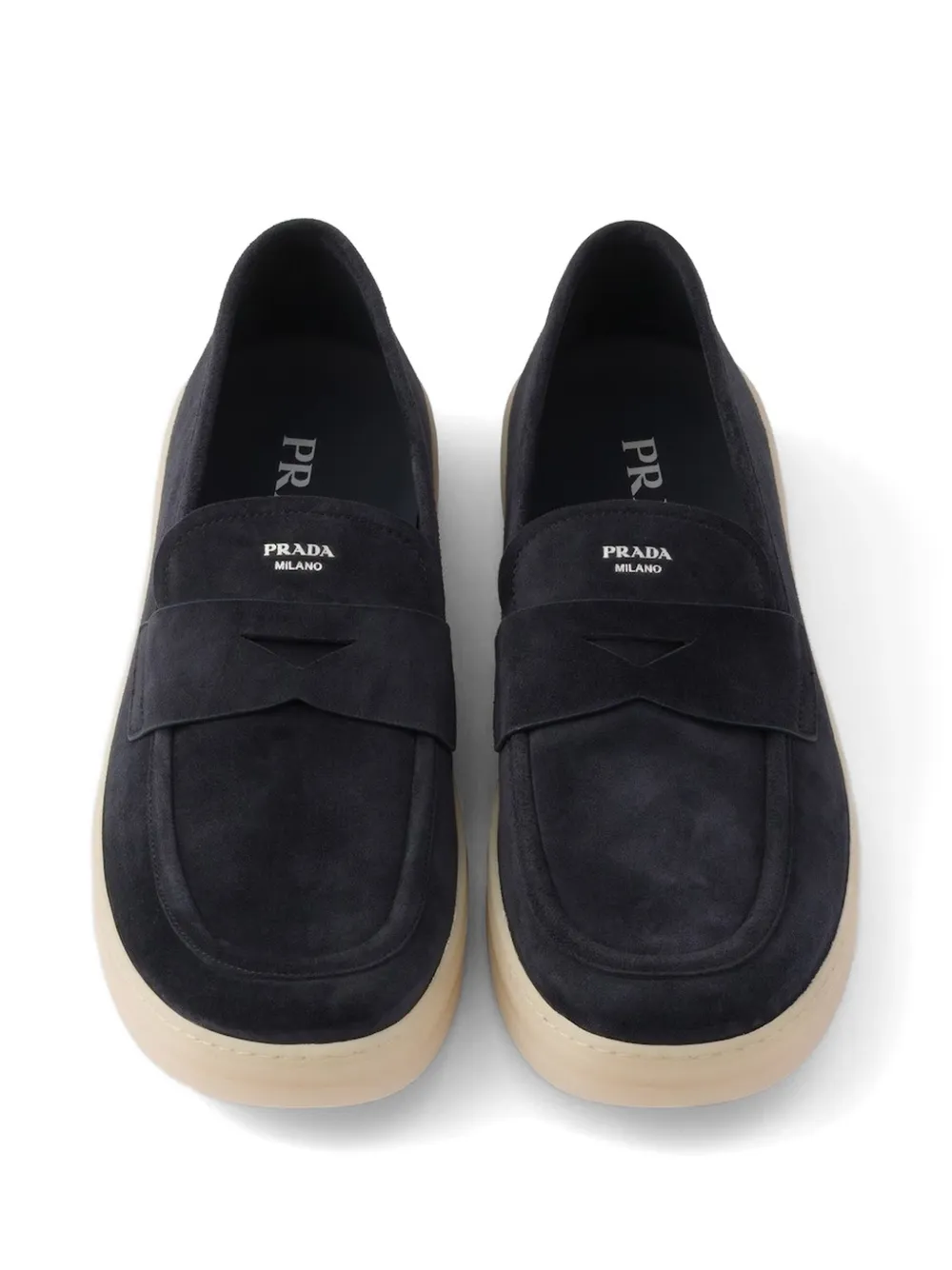 Prada suede penny-slot loafers Blauw