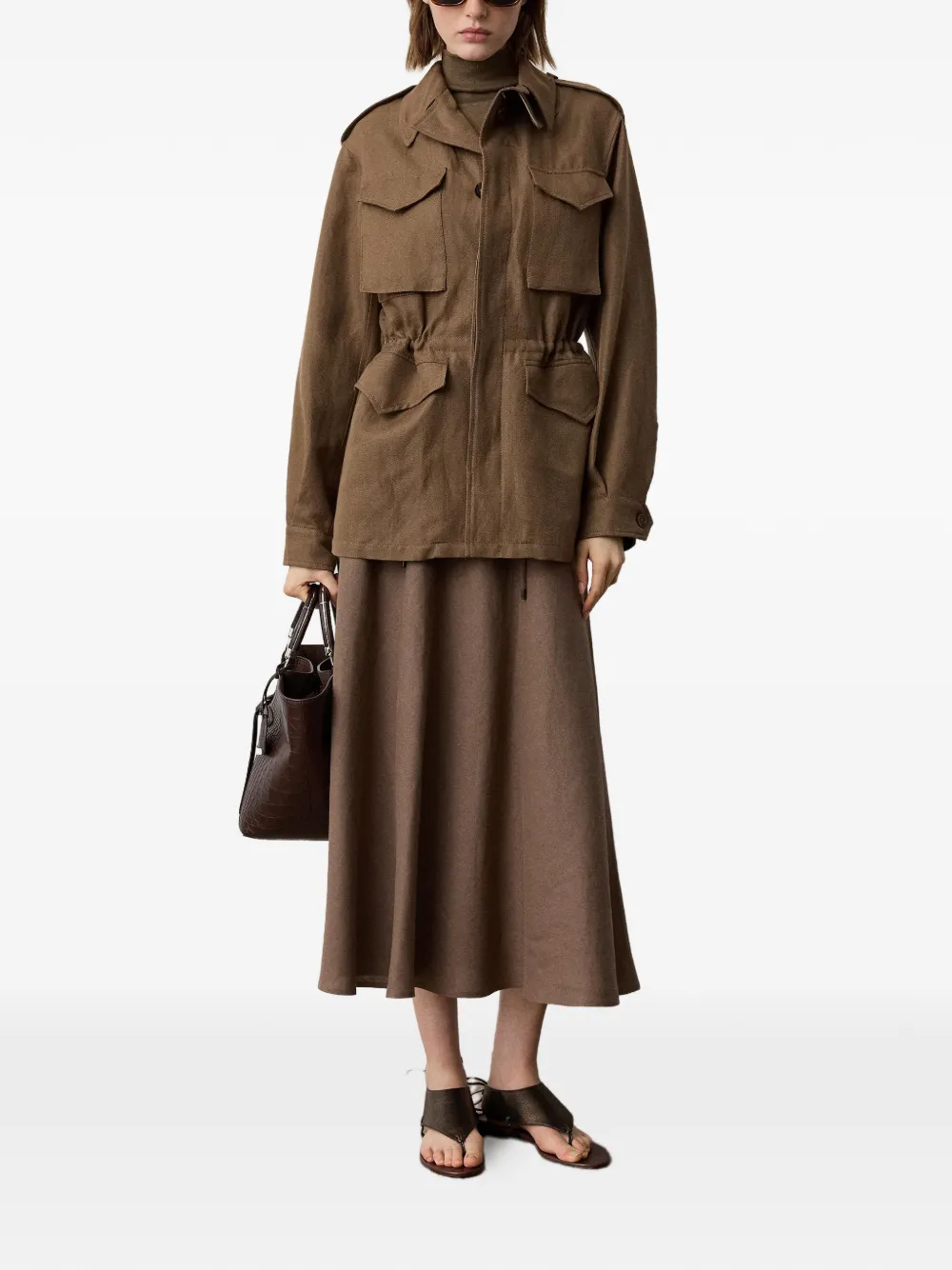 Ralph Lauren Collection Veldjack met meerdere zakken Bruin