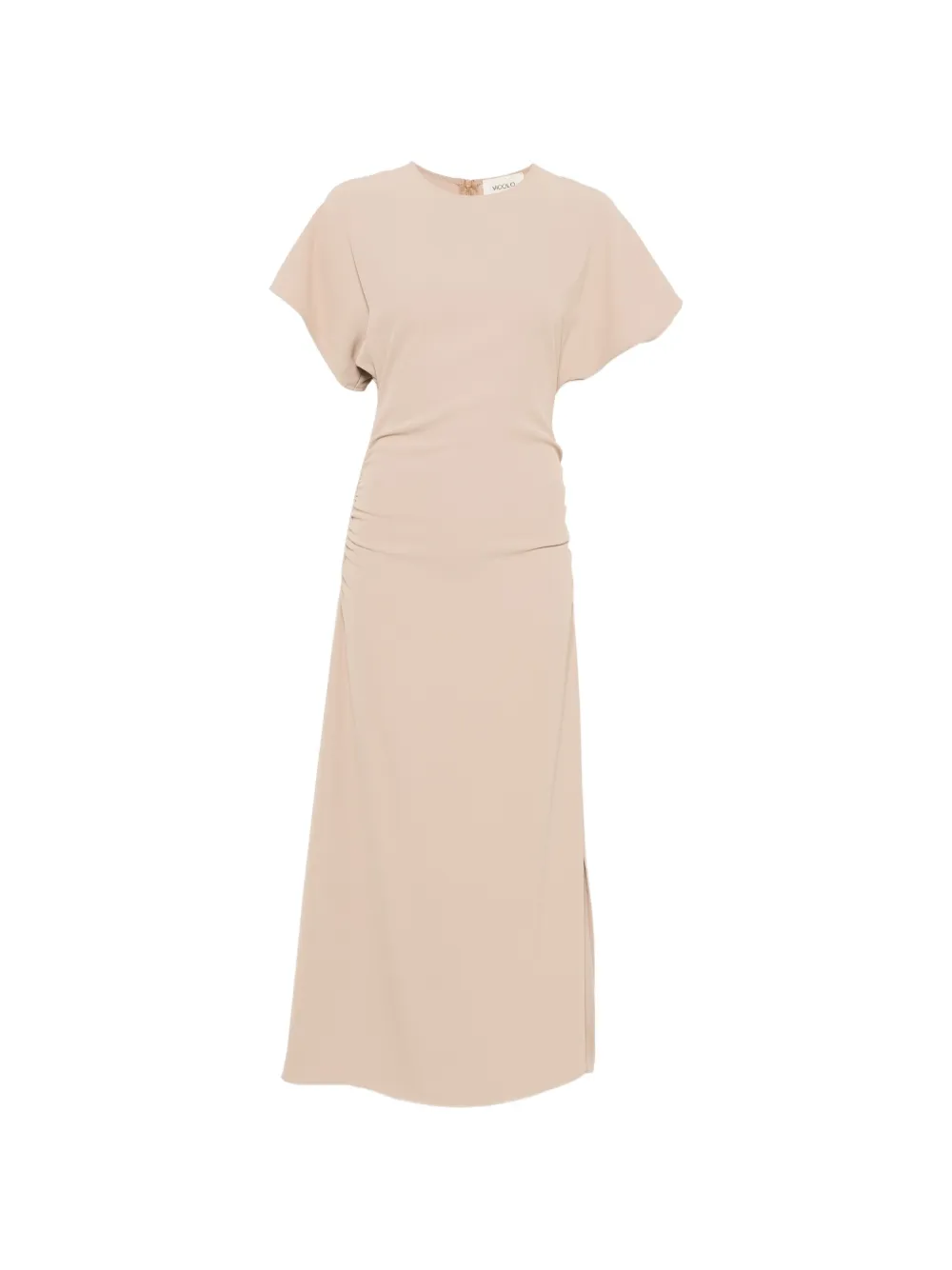 VICOLO ruched-detail midi dress - Toni neutri