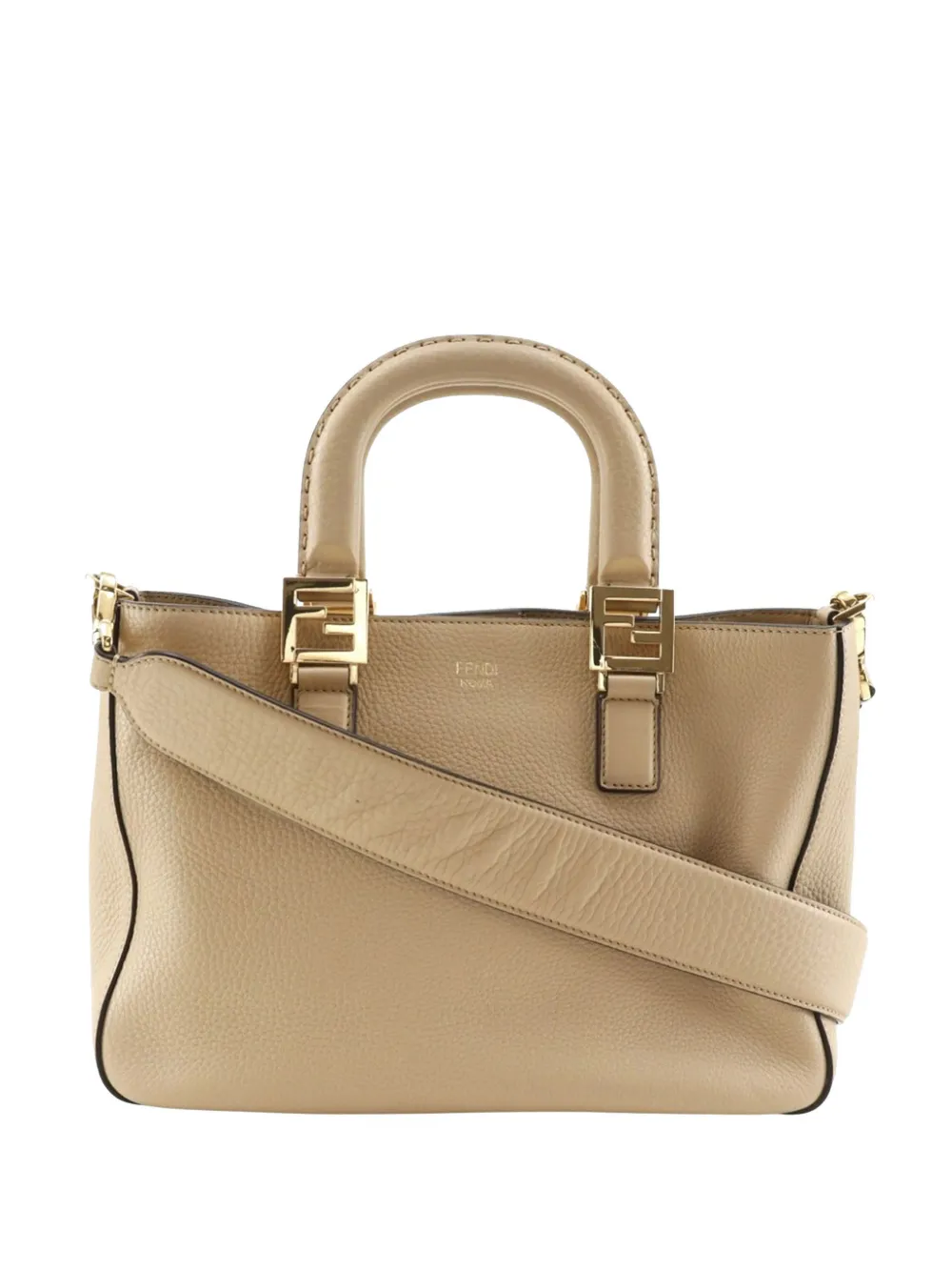 Fendi Pre-Owned 2000-2010 Small Leather Selleria FF Tote satchel - Nude