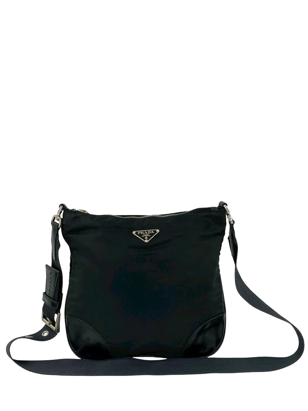 Prada Pre-Owned 2013-2026 Leather Trimmed Tessuto Zip Top crossbody bag - Schwarz