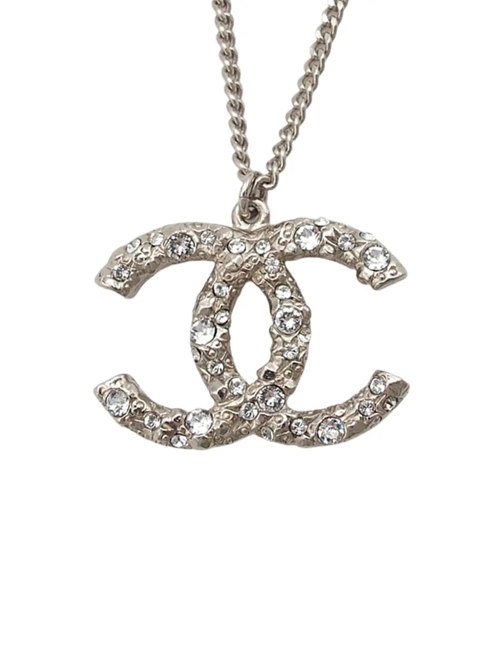 CHANEL Pre-Owned 2015 CC Brass and Strass Pendant Necklace costume necklace - Argento