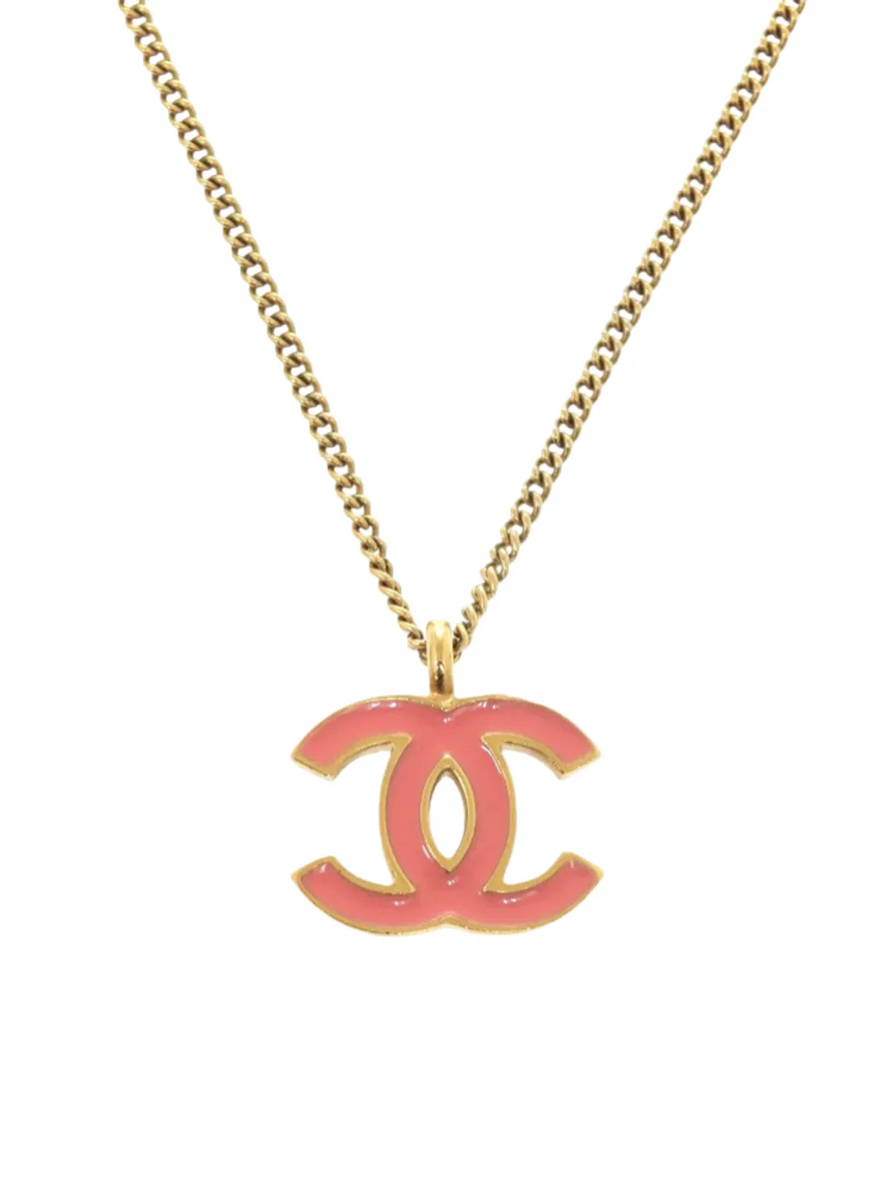 CHANEL Pre-Owned 2001 CC Gold Plated Enamel Pendant Necklace costume necklace - Oro