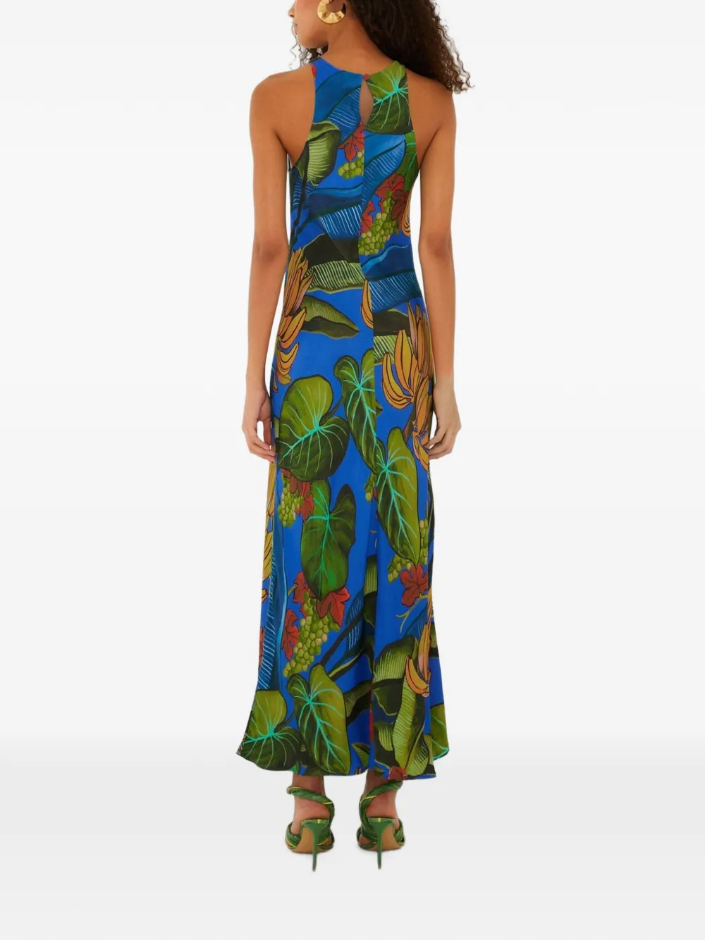 FARM Rio Mouwloze maxi-jurk met fruit-print Blauw