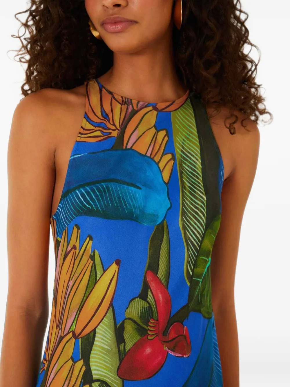 FARM Rio Mouwloze maxi-jurk met fruit-print Blauw