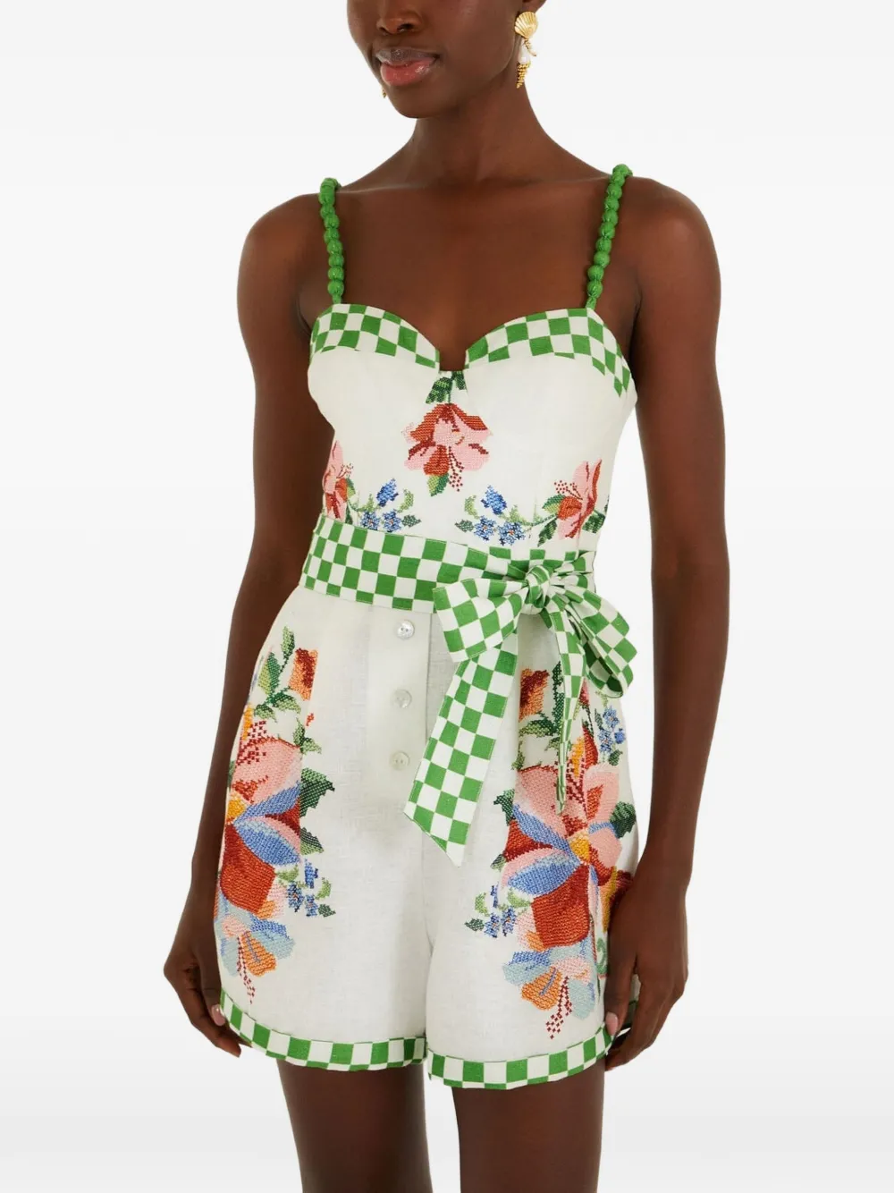 FARM Rio Calm Breeze floral-print playsuit - Bianco