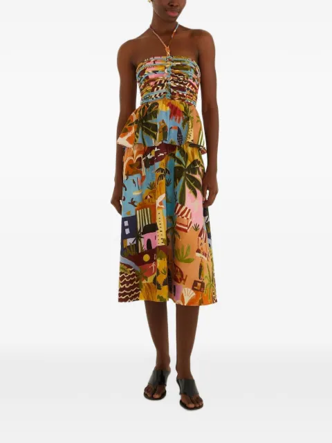 FARM Rio vestido midi Tropical Painting