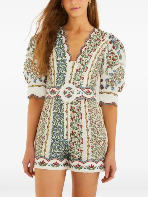FARM Rio Fruit Beauty floral-print scalloped-trim playsuit