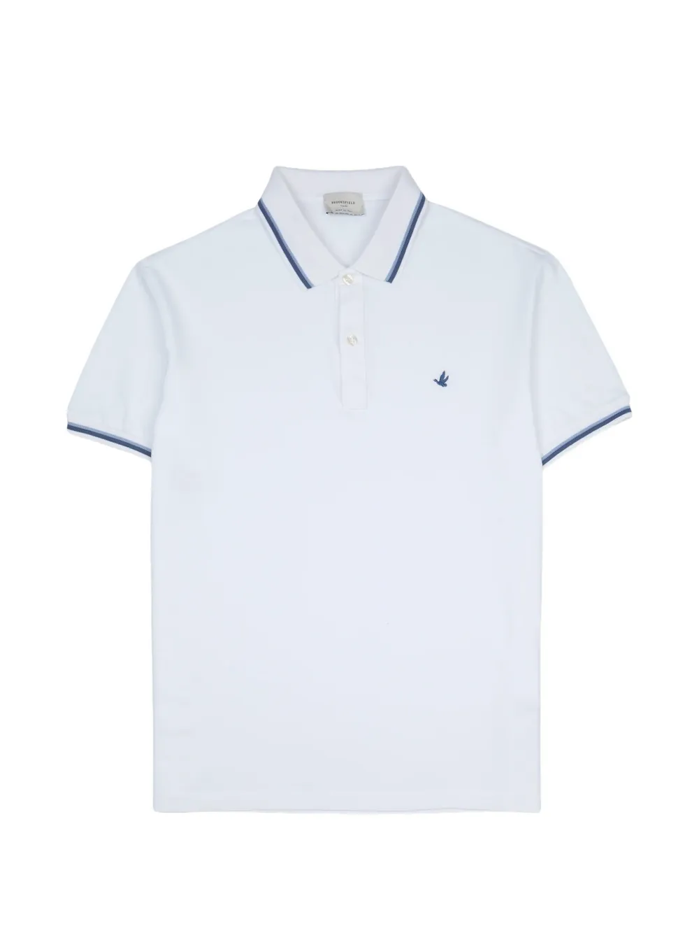 BROOKSFIELD logo-embroidered tipped polo shirt - Bianco