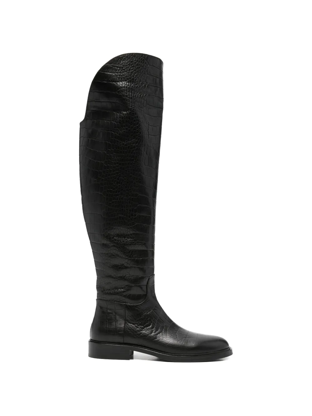 crocodile-effect over-the-knee boots