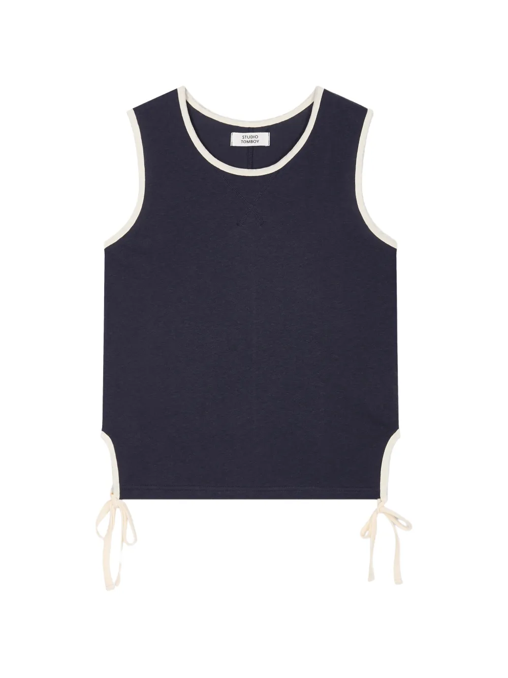 TOMBOY contrast-trim side-tie top - Blau
