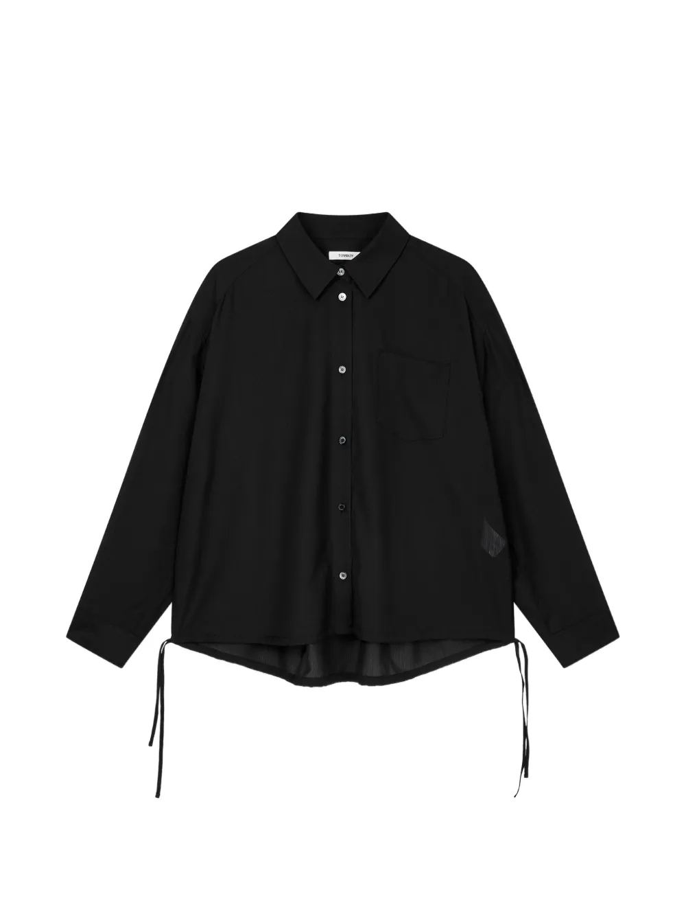 TOMBOY drawstring-hem chest-pocket shirt - Nero