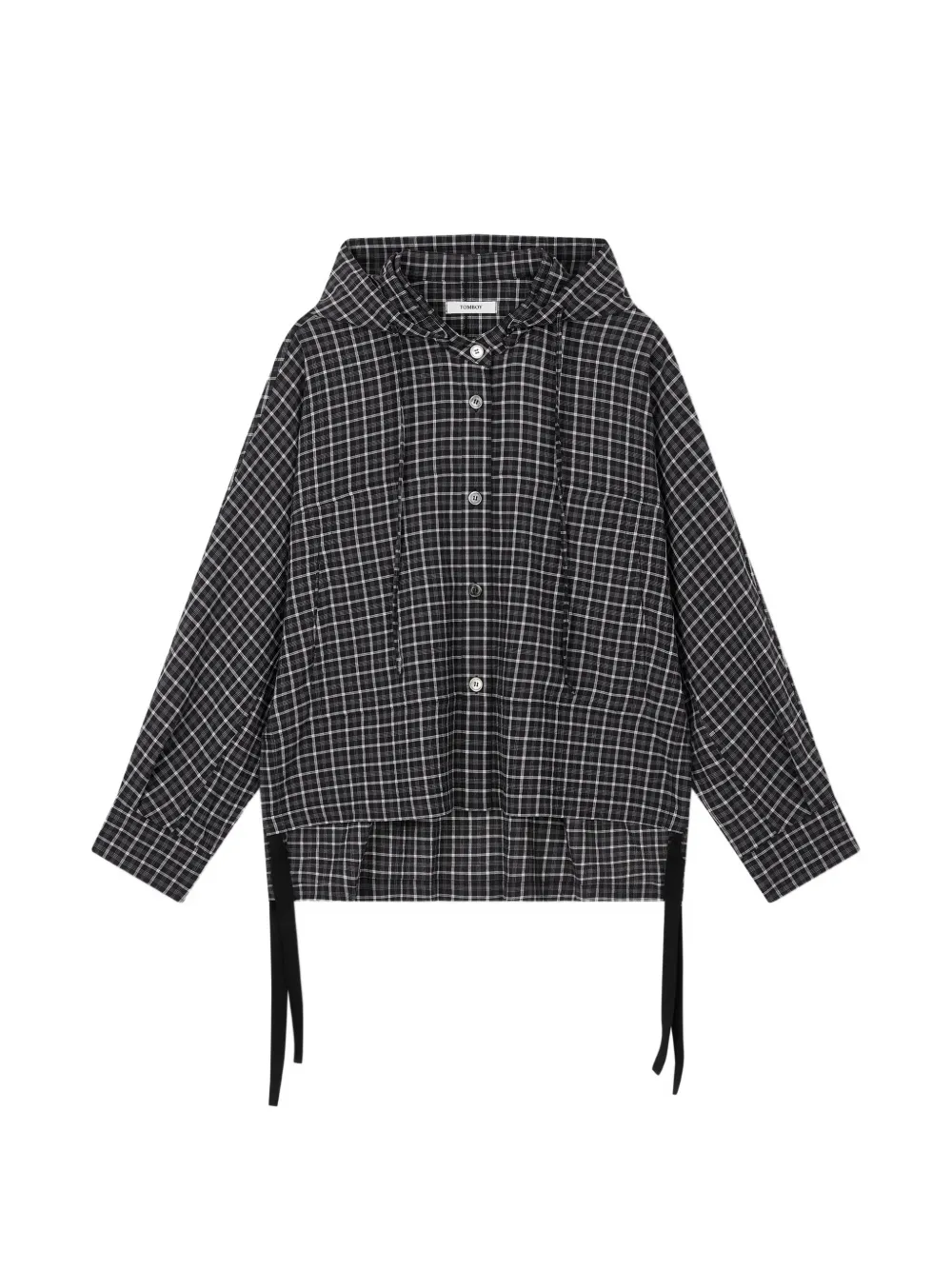 TOMBOY check-pattern hooded shirt - Schwarz