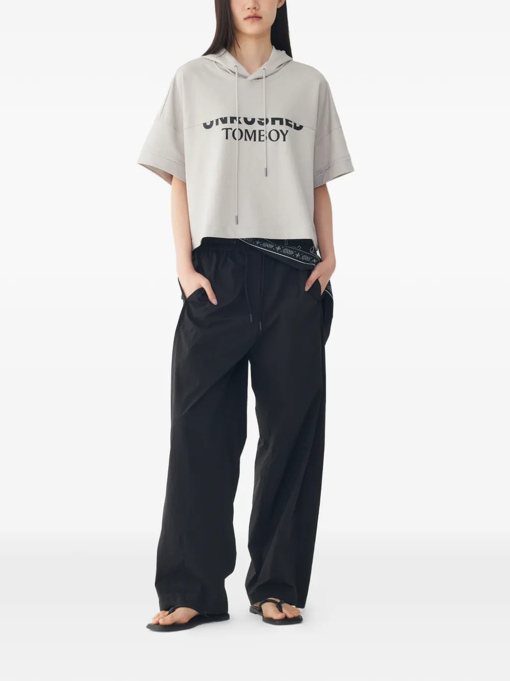 TOMBOY Broek met elastische taille en trekkoord Zwart