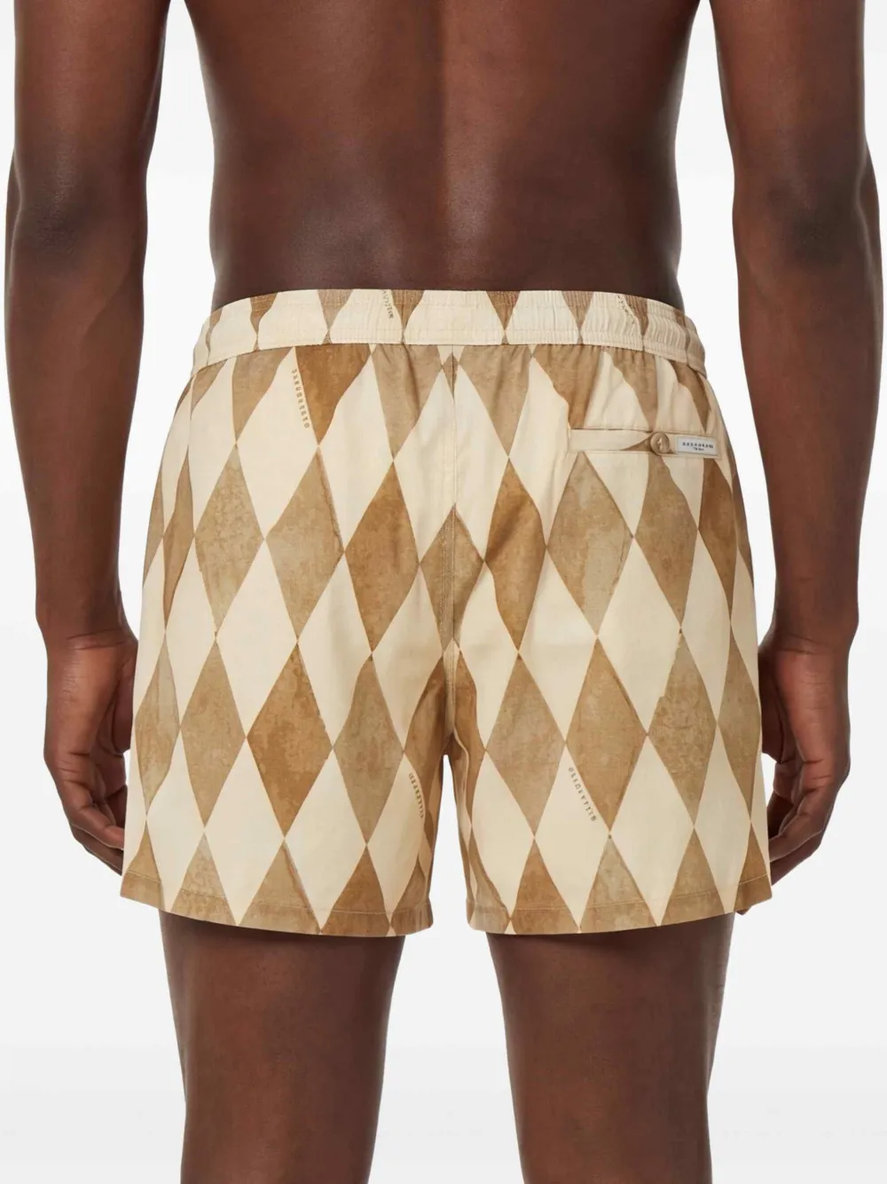 Ballantyne Zwembroek met trekkoord en diamant-patroon Beige