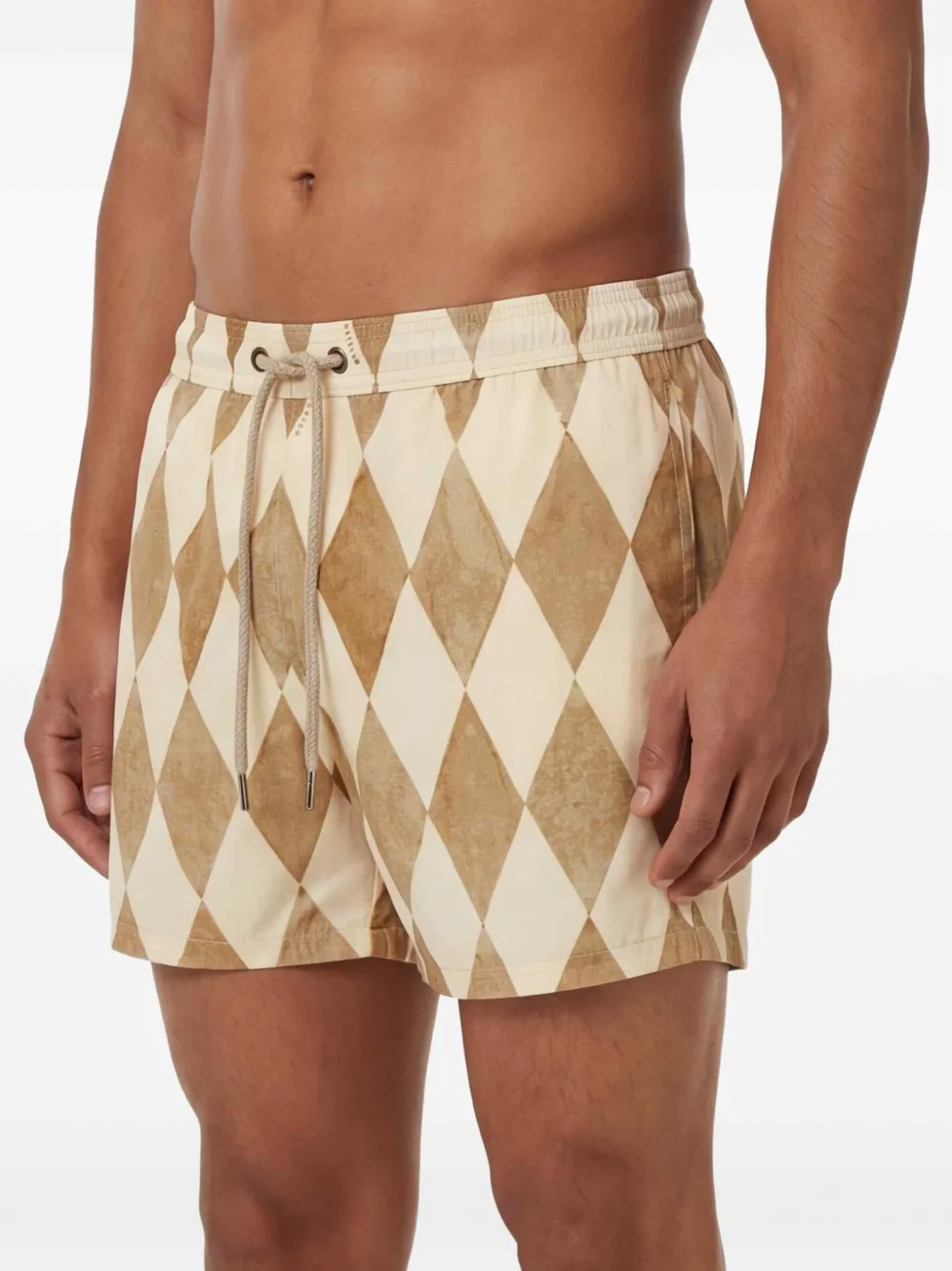 Ballantyne Zwembroek met trekkoord en diamant-patroon Beige