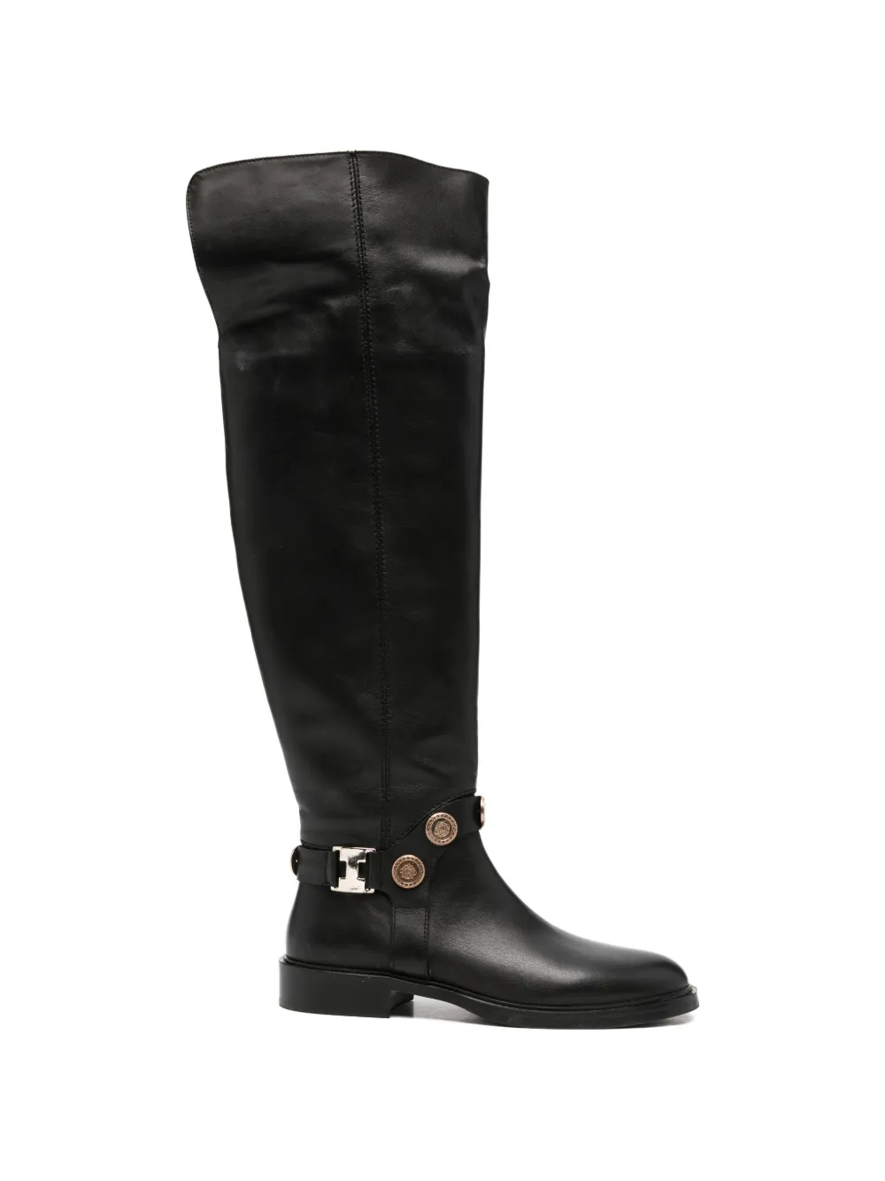 medallion-embellished boots