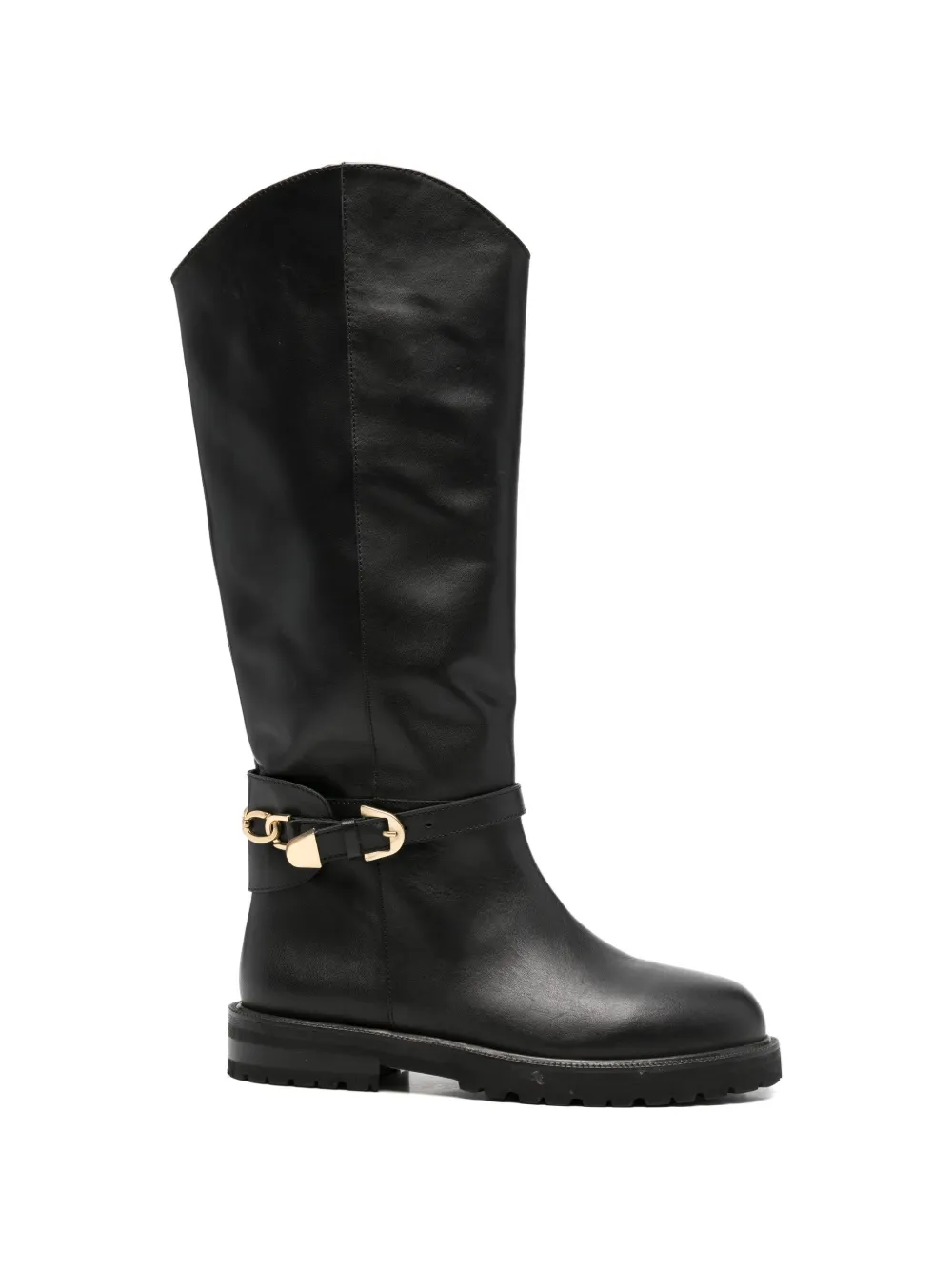 chain-link buckled boots