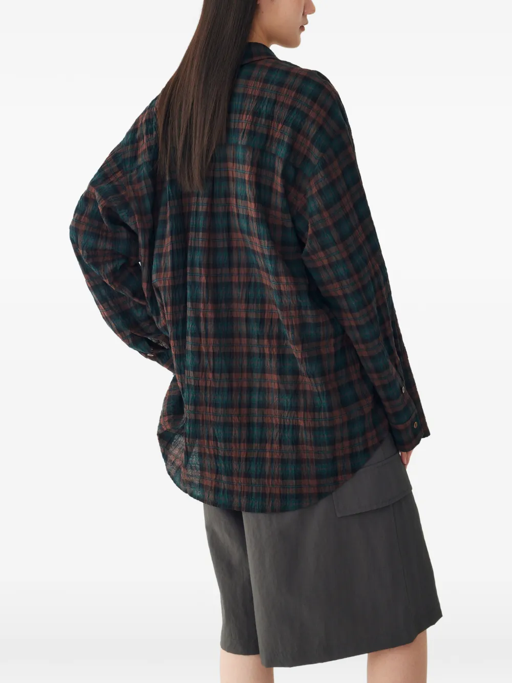TOMBOY Geruite oversized blouse Bruin