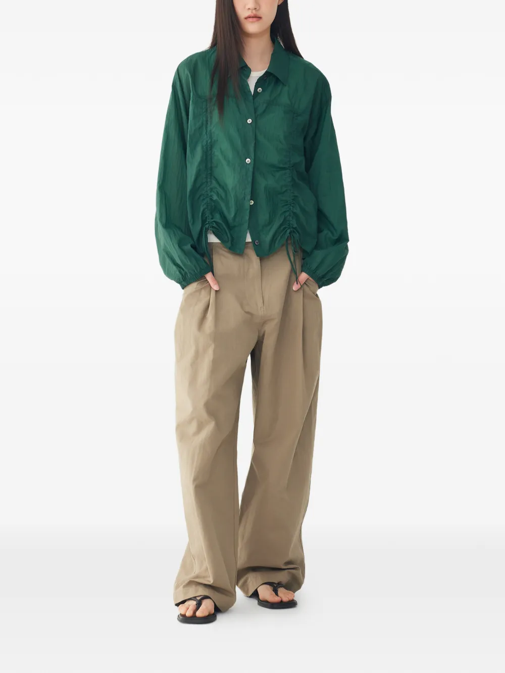 TOMBOY Gelaagde blouse met trekkoord Groen