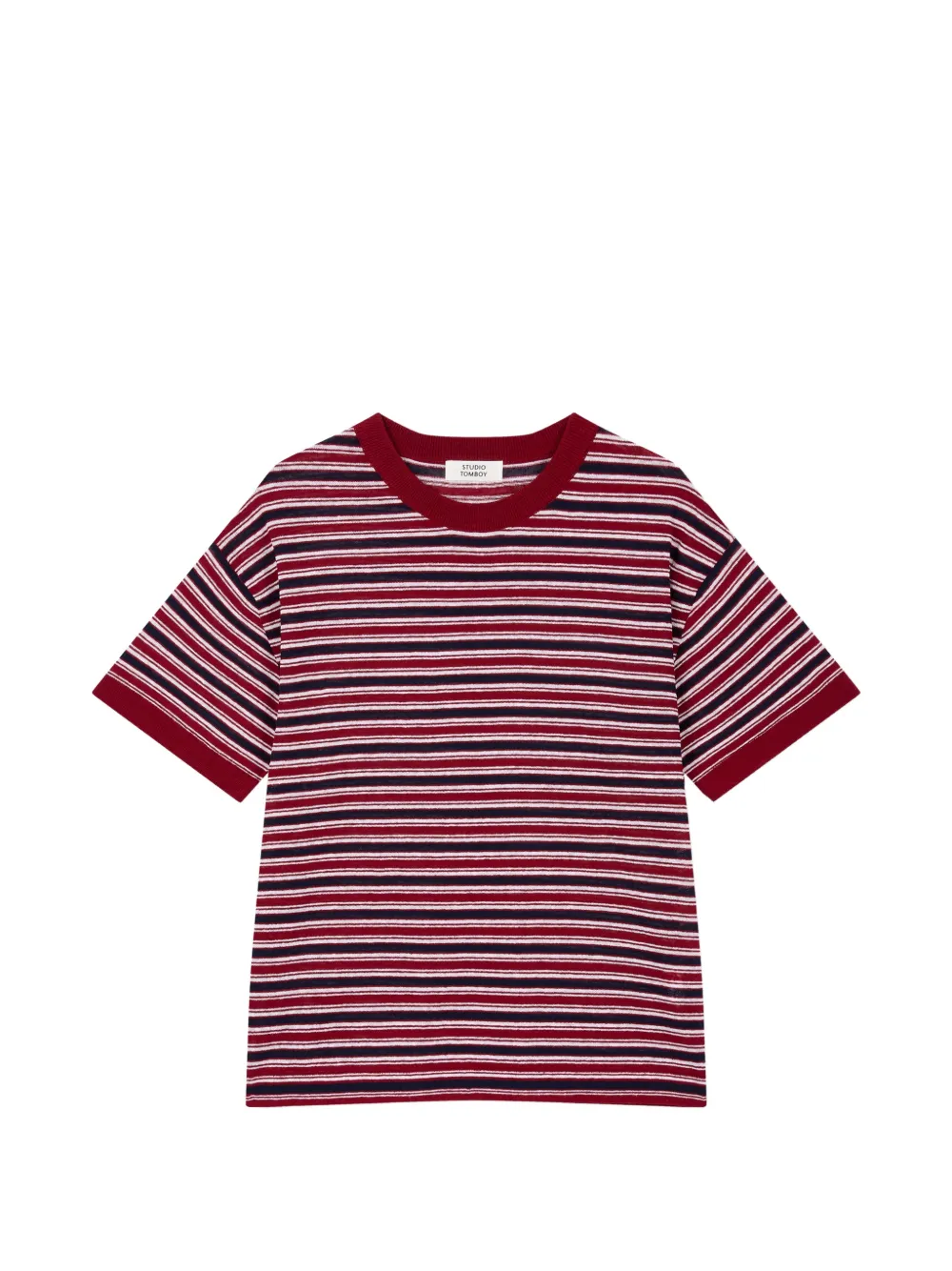 TOMBOY striped short-sleeve sweater - Rosso