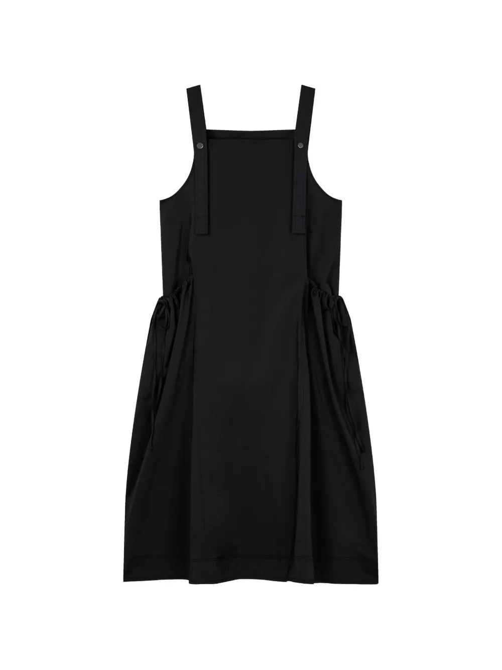 Tomboy Drawstring-waist Pinafore Dress In Black