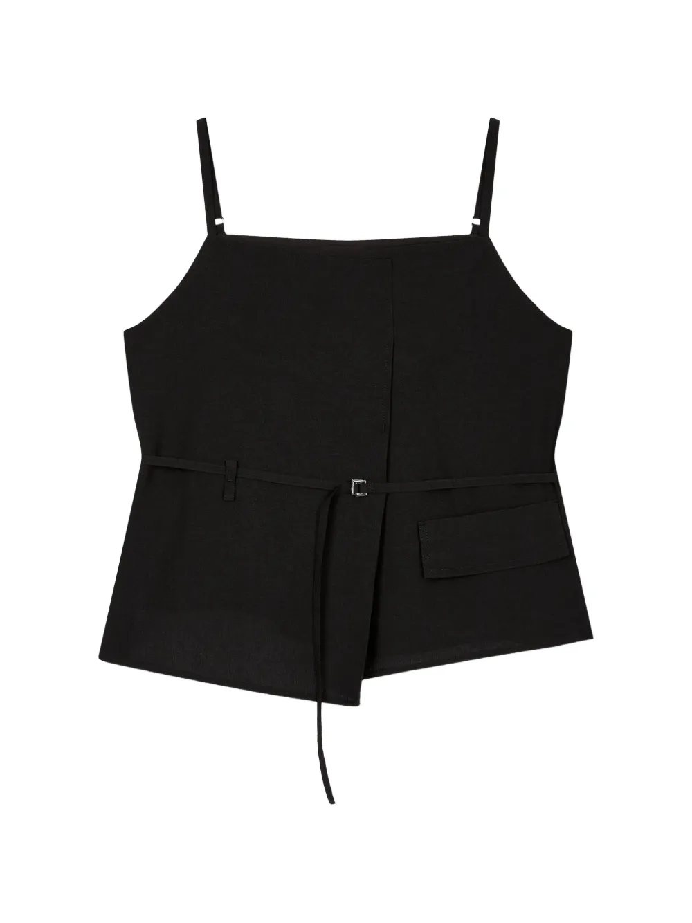 TOMBOY belted asymmetric-hem top - Nero