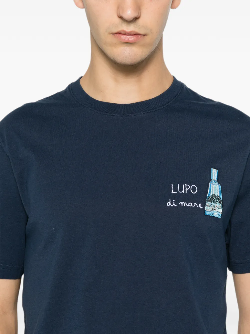 MC2 Saint Barth Portofino T-shirt met geborduurde tekst Blauw