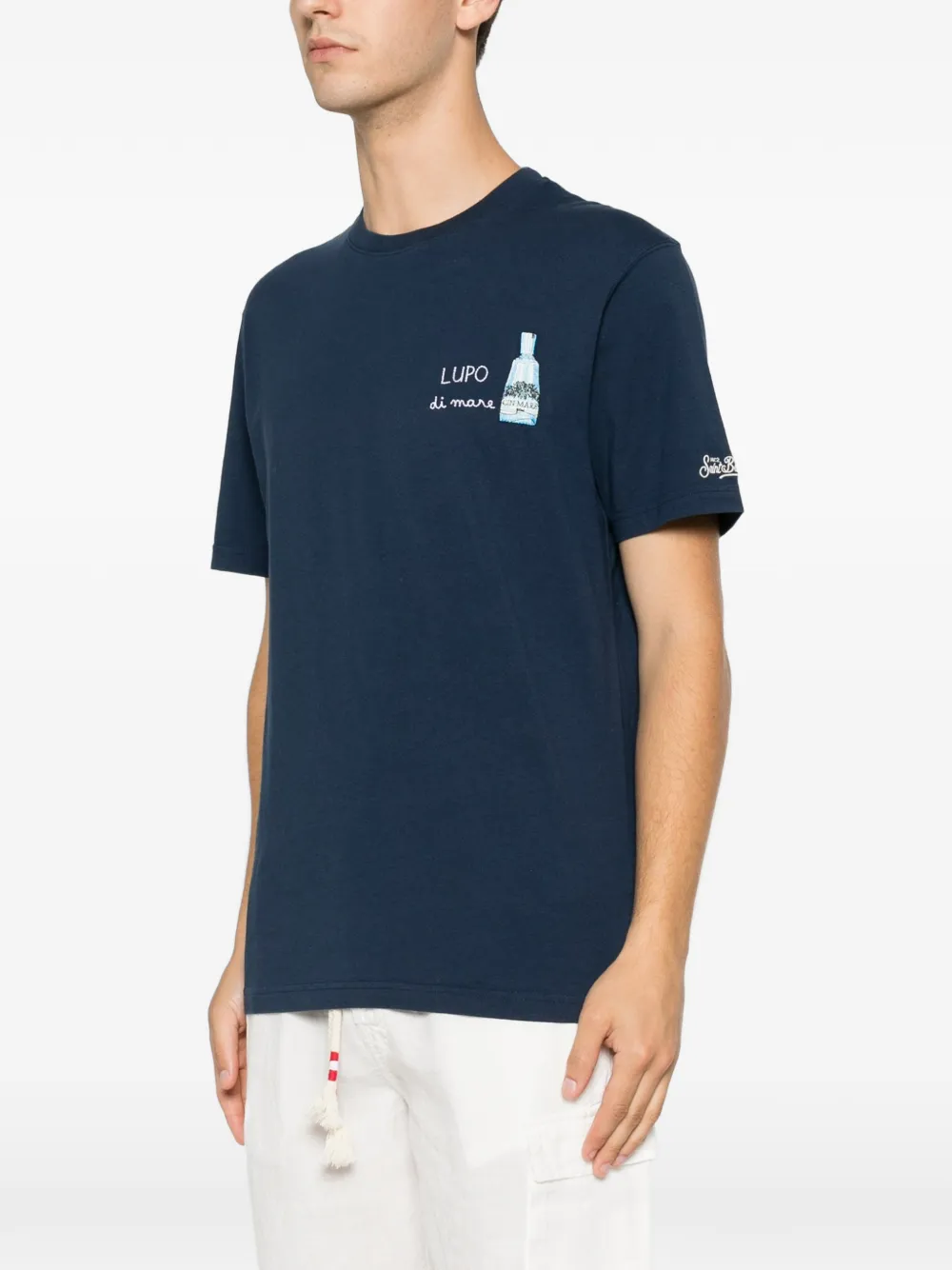 MC2 Saint Barth Portofino T-shirt met geborduurde tekst Blauw