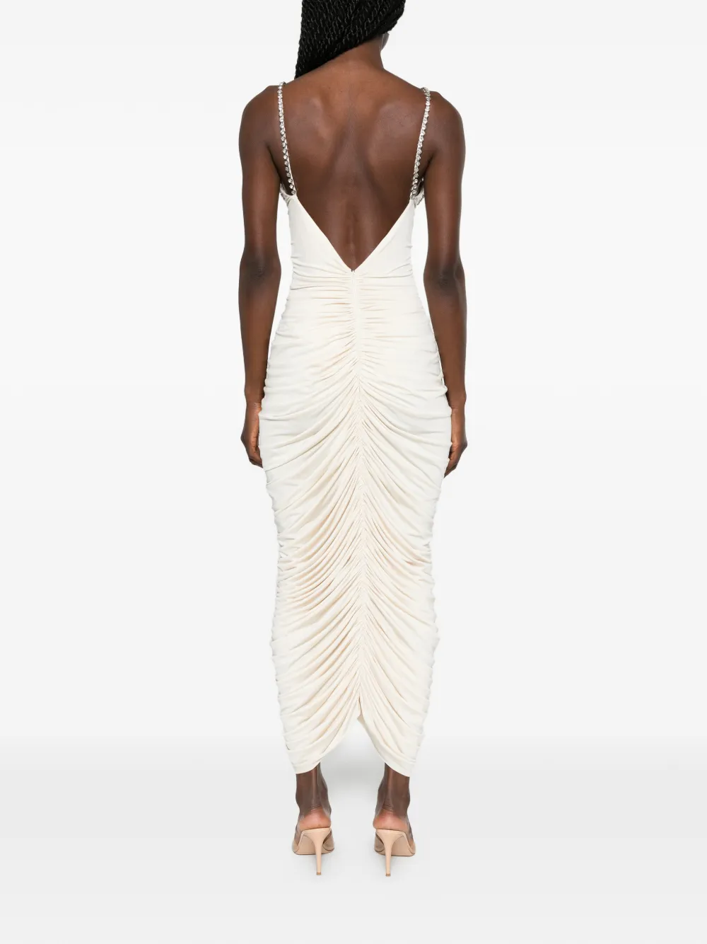 NISSA Midi-jurk verfraaid met kristallen Beige