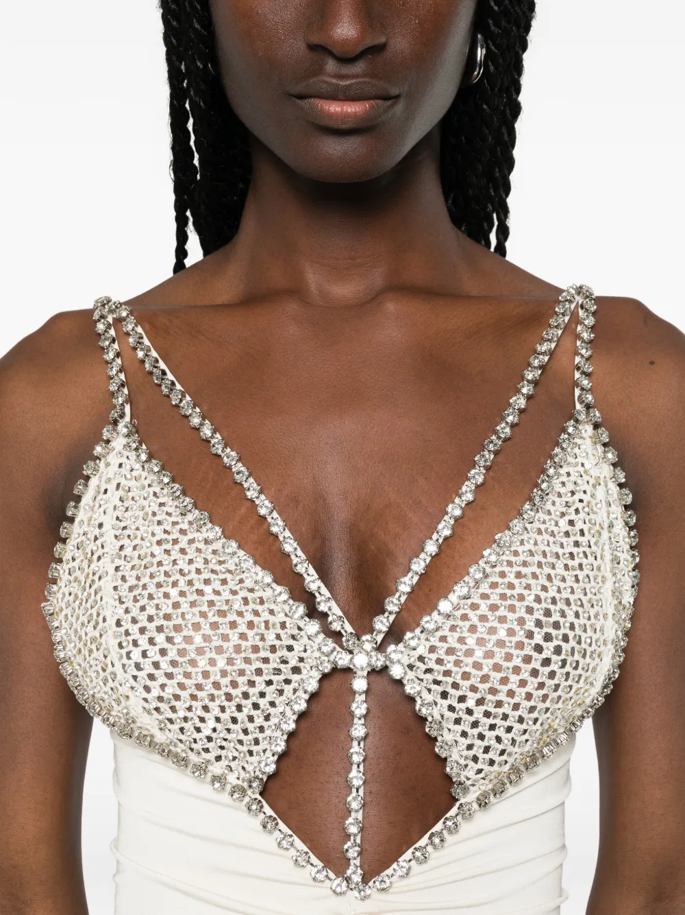 NISSA Midi-jurk verfraaid met kristallen Beige