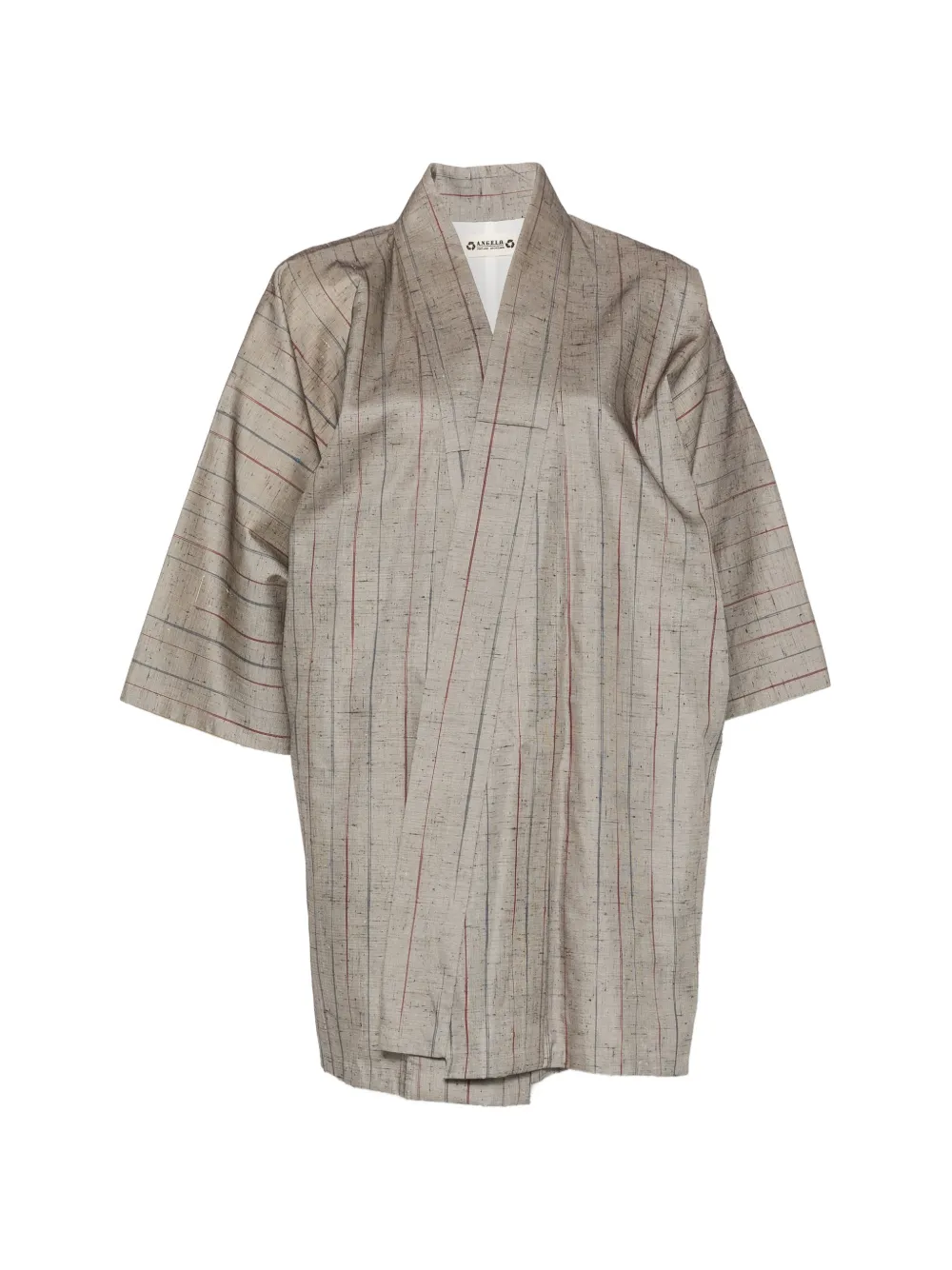 A.N.G.E.L.O. Vintage Upcycling striped silk kimono - Grigio