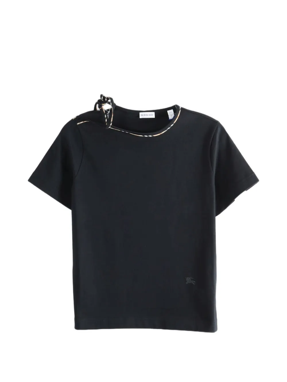 Burberry check-trim bow-detail T-shirt - Nero
