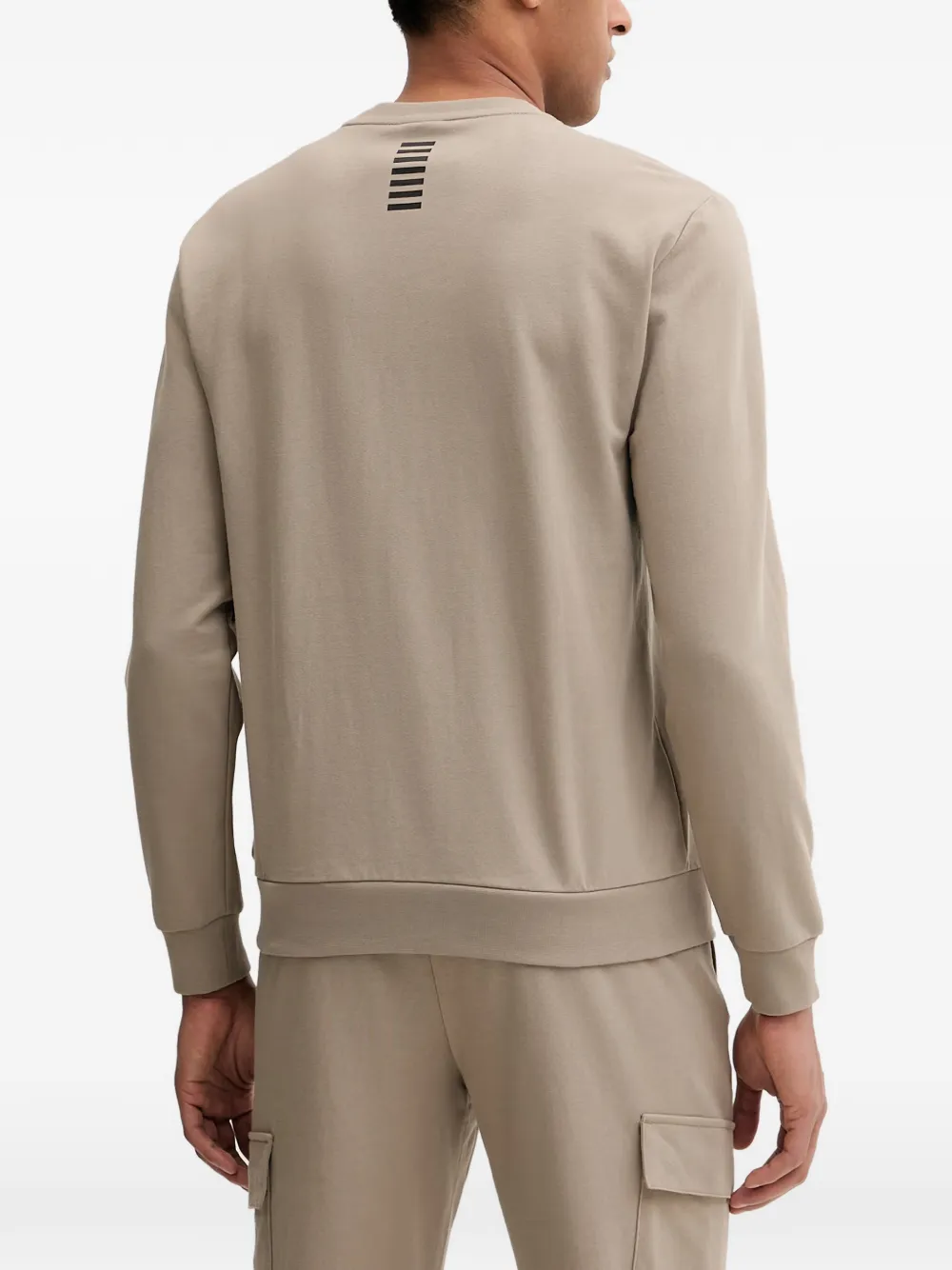 Ea7 Emporio Armani logoprinten trui met geribbelde afwerking Beige