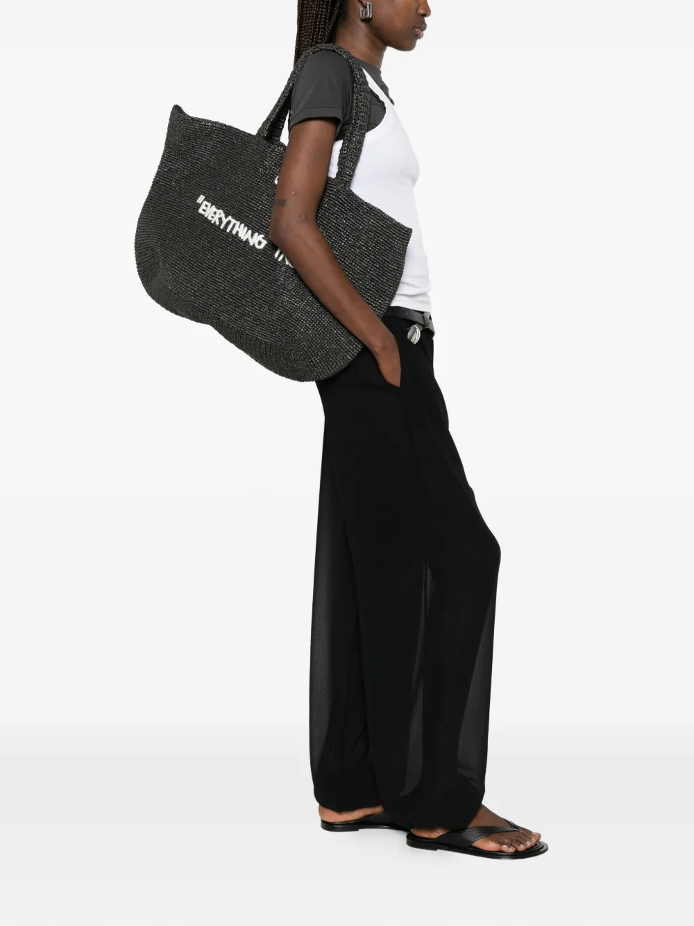 Off-White Jitney geweven shopper Zwart