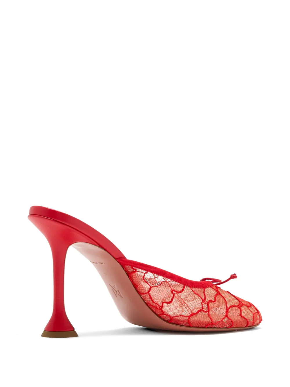Amina Muaddi Lila lace-overlay bow-detail mules Rood