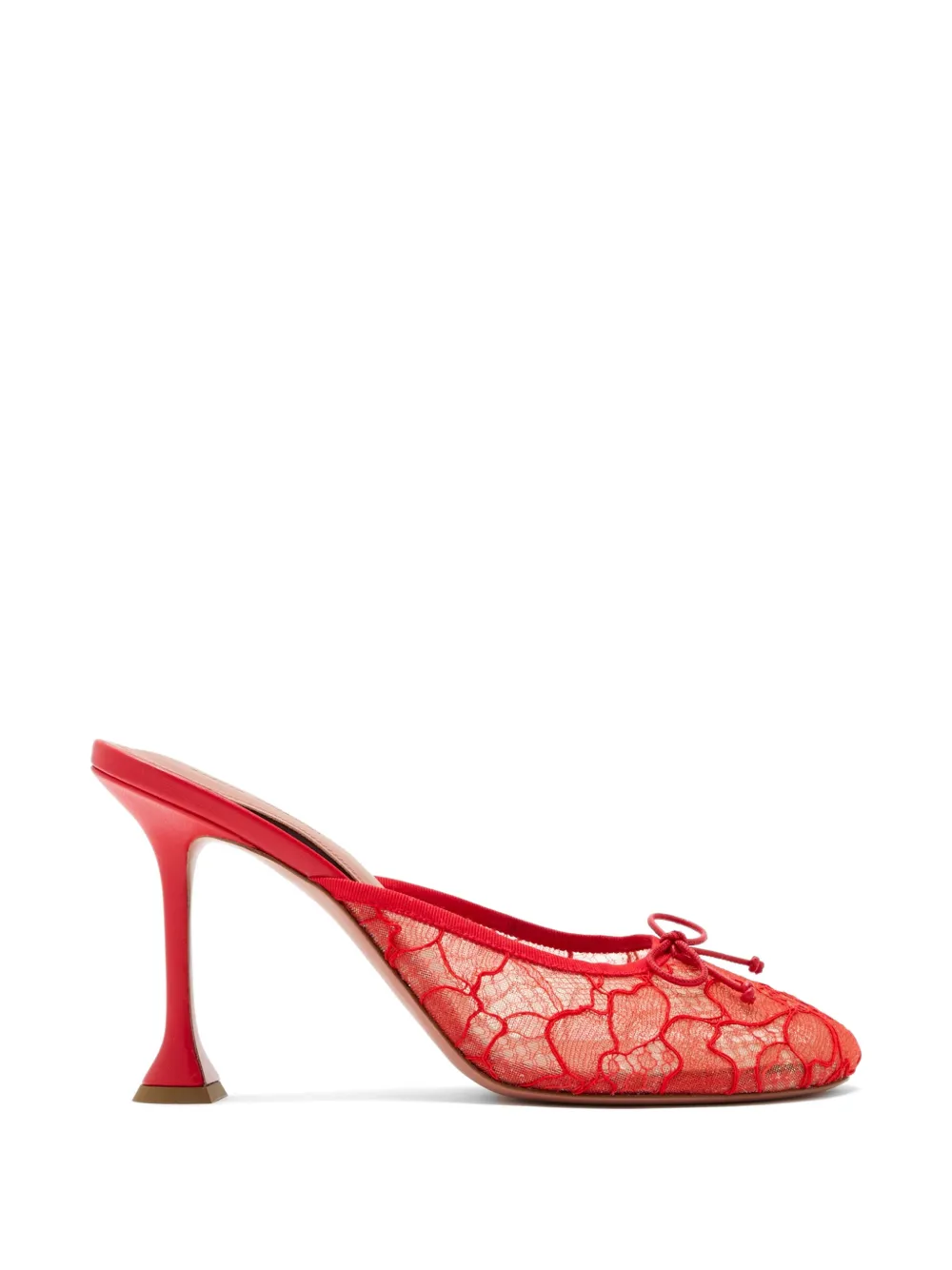 Amina Muaddi Lila lace-overlay bow-detail mules Rood