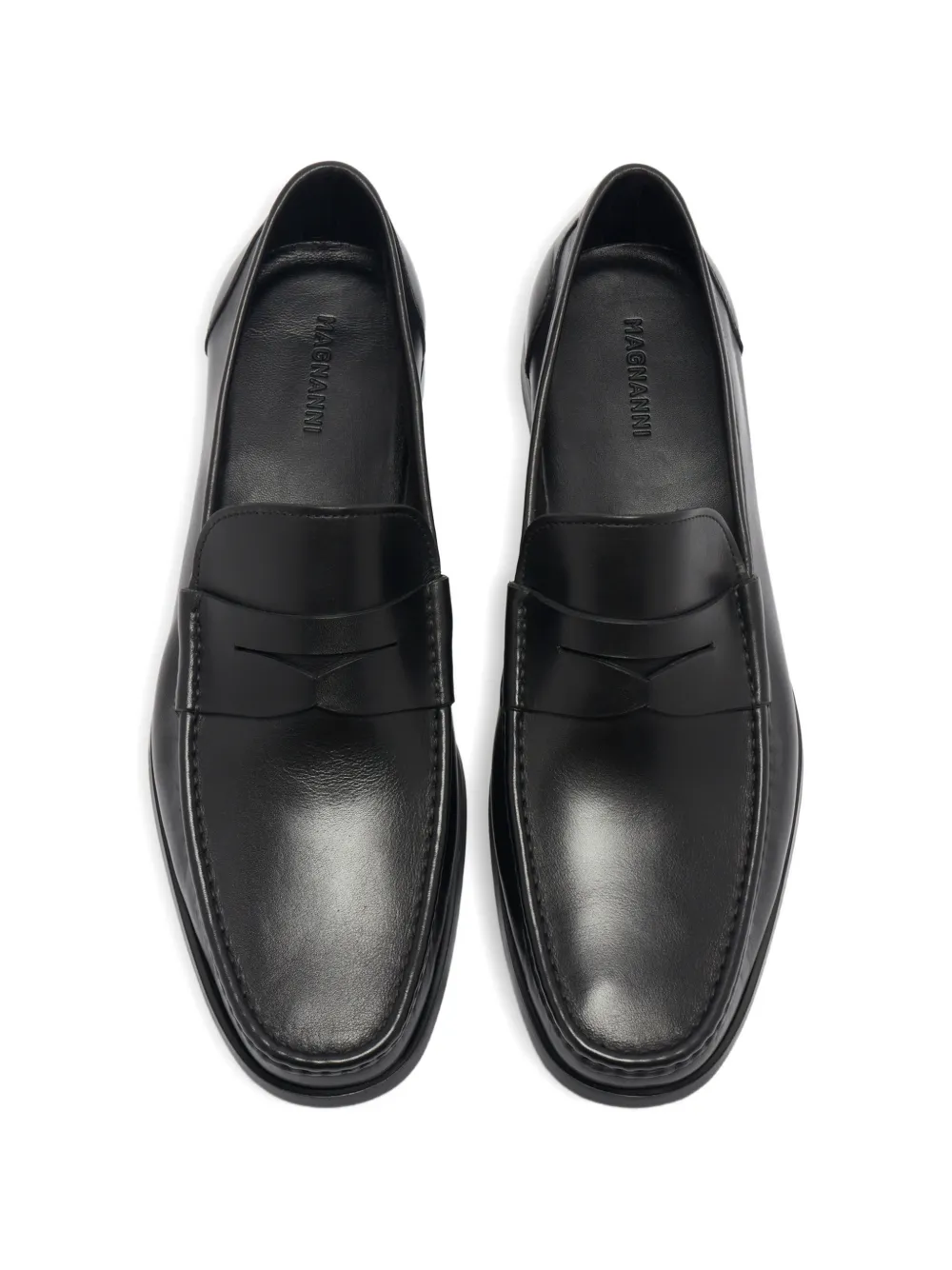 Magnanni penny-slot square-toe loafers Zwart