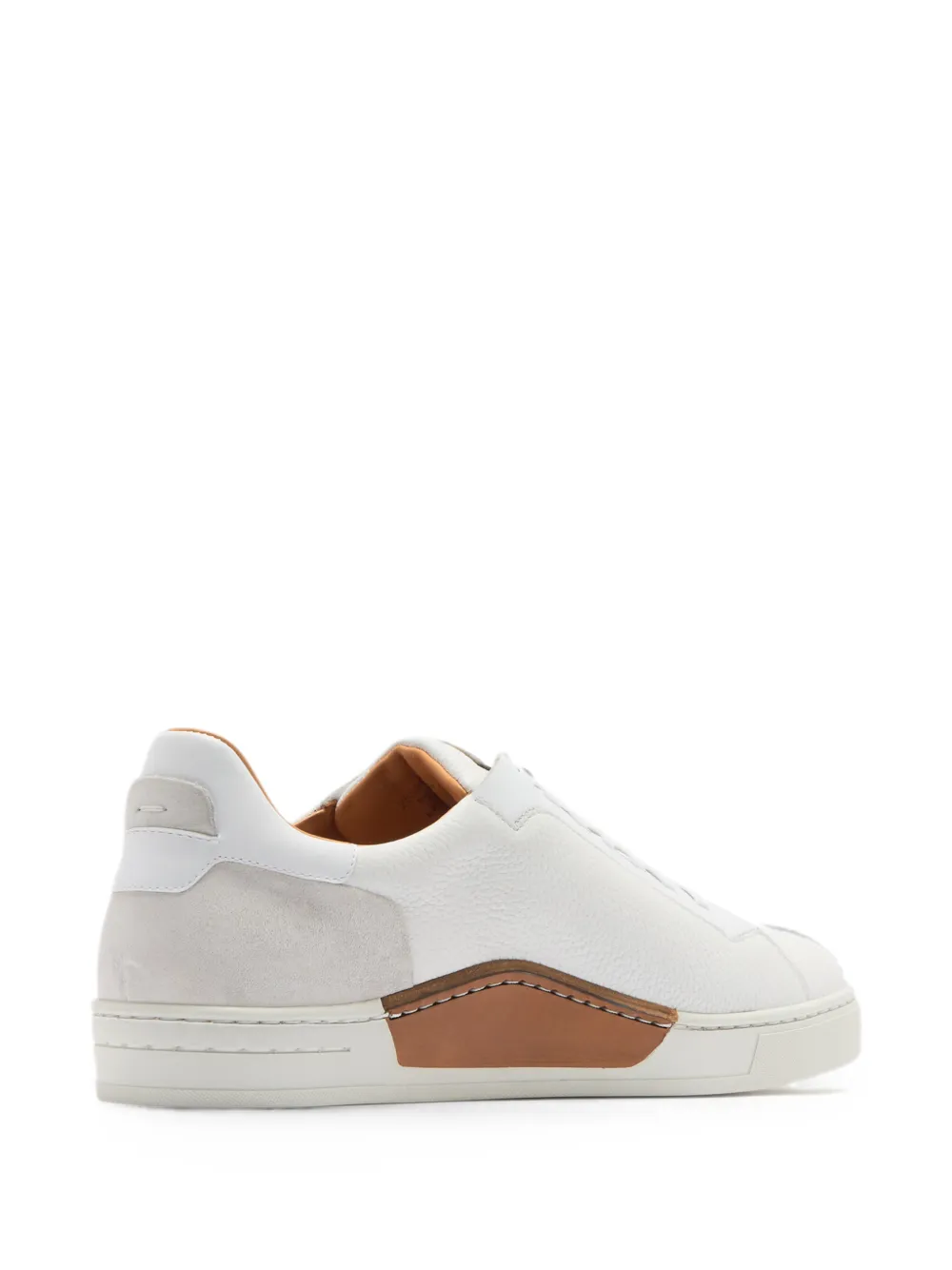 Magnanni panelled pebbled-leather sneakers Wit