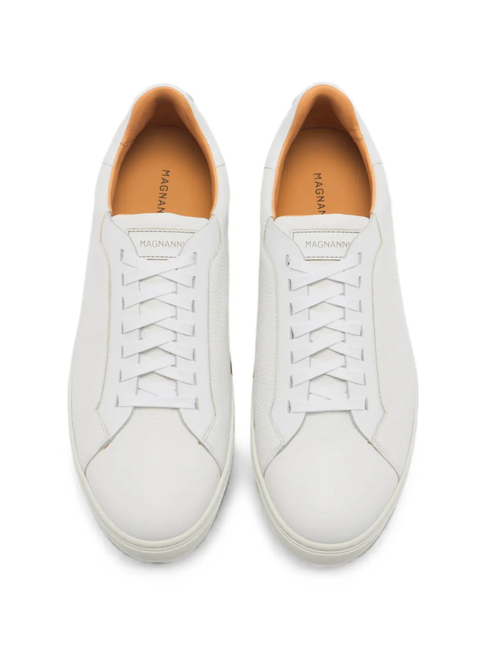 Magnanni panelled pebbled-leather sneakers Wit